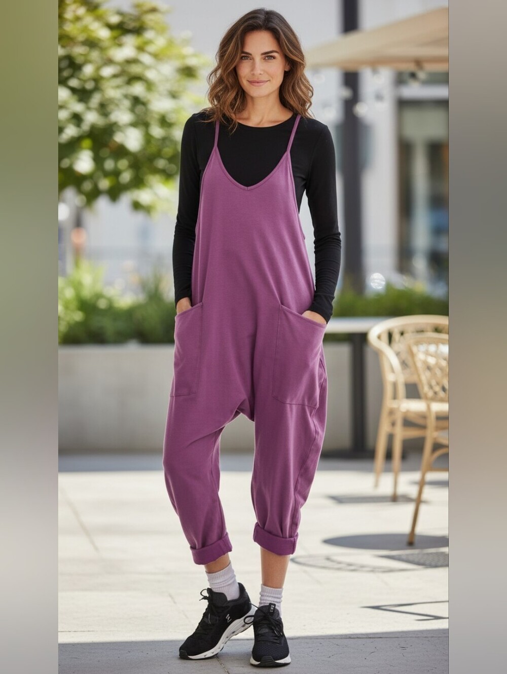 FP Movement by Free People Hot Shot Onesie In Deep Mulberry, NWT